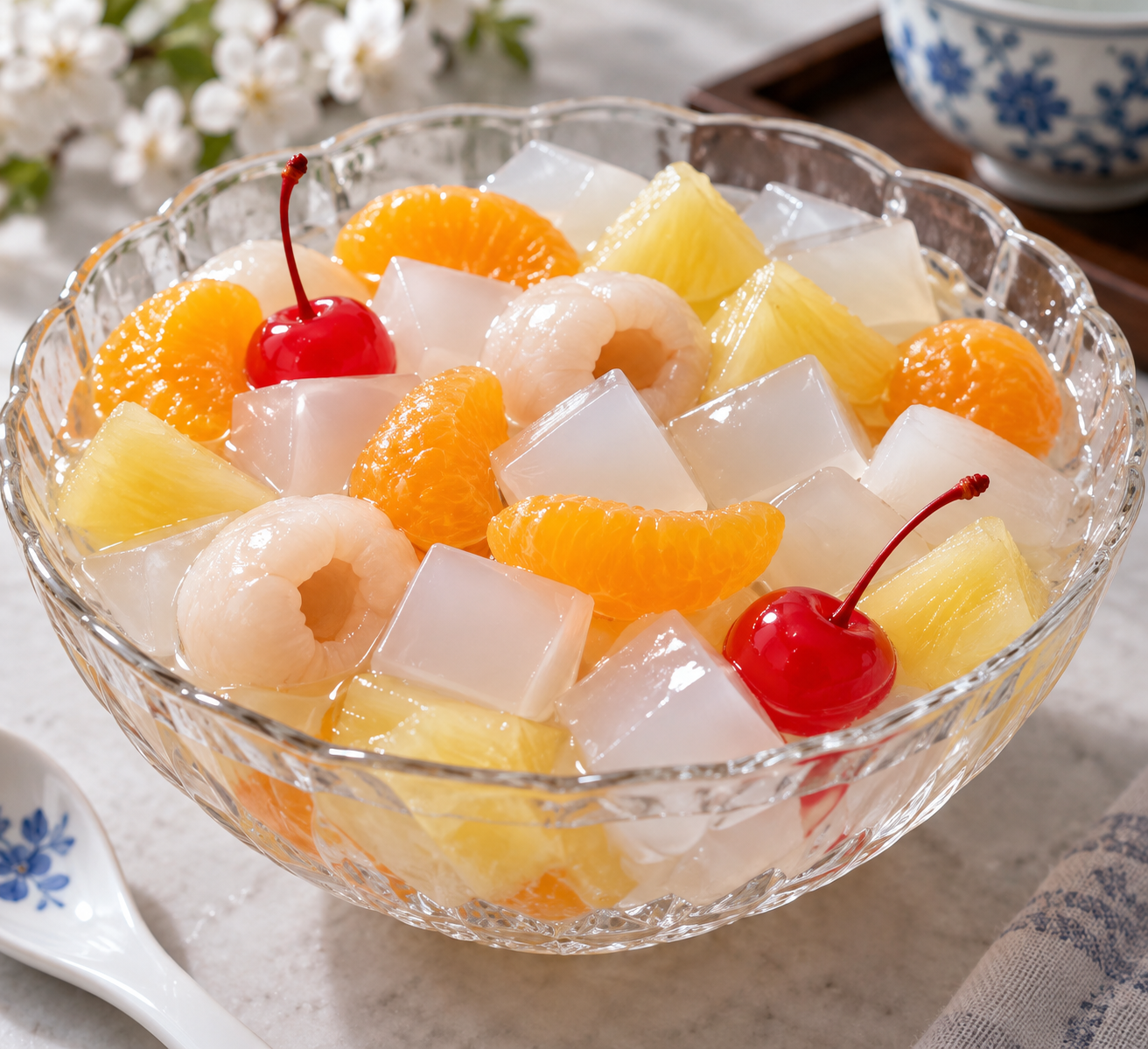 Almond Jello Fruit Bowl