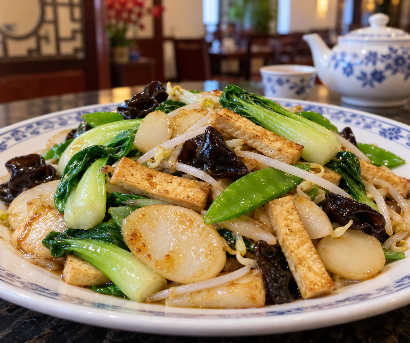 Sweet Rice Cake with Tofu and Vegetables