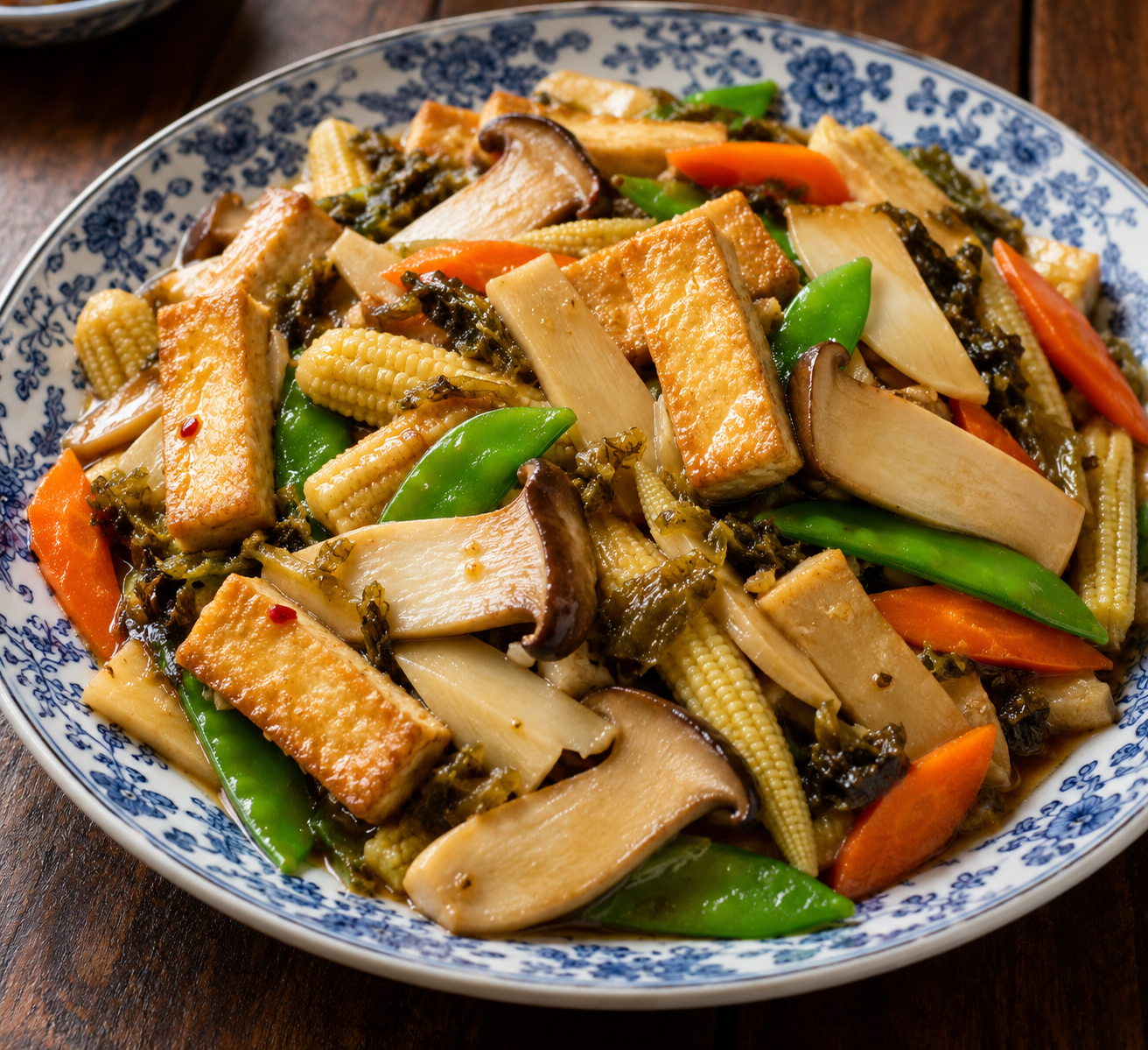 Tofu and King Oyster Mushrooms with Mixed Vegetables